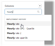 Screenshot showing hourly rate column selected